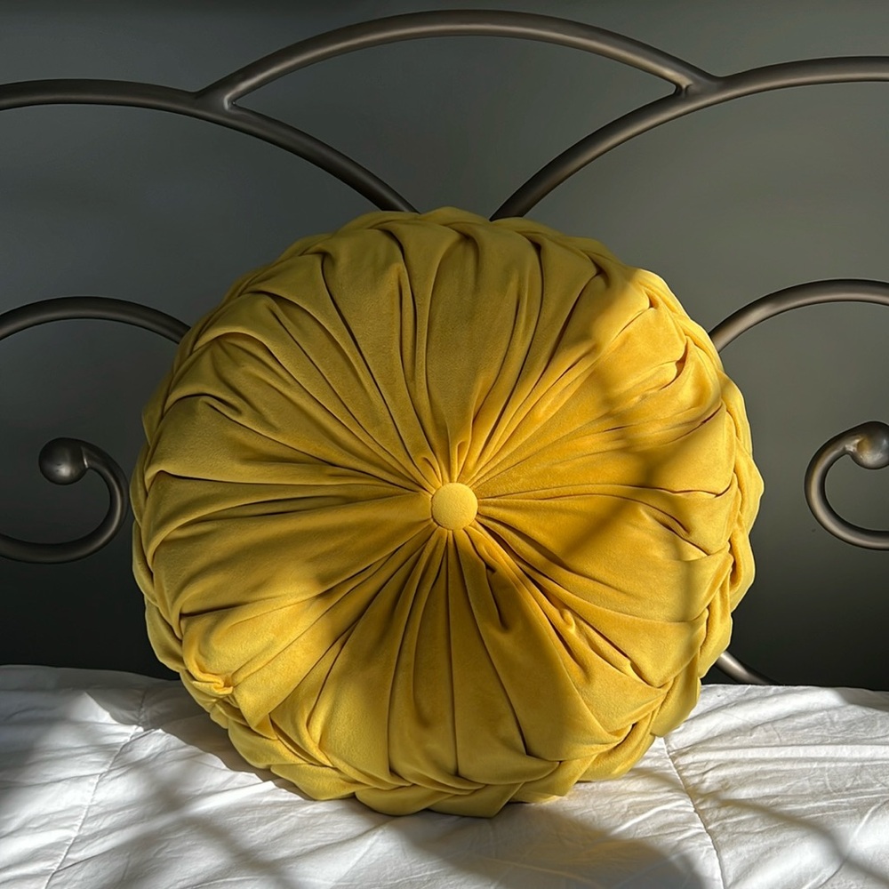Yellow Velvet Accent Pillow